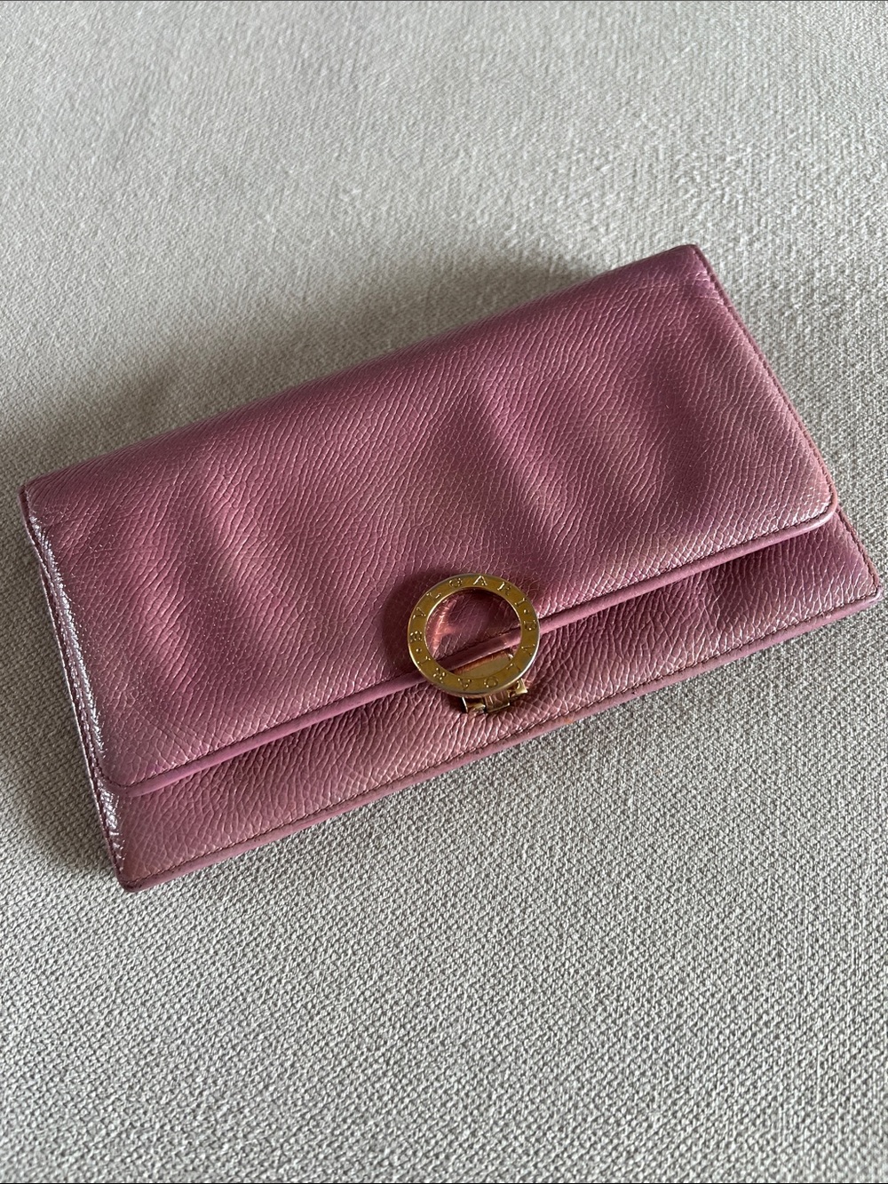 EUC Authentic Bvlgari Long Continental Leather Wallet in Mauve